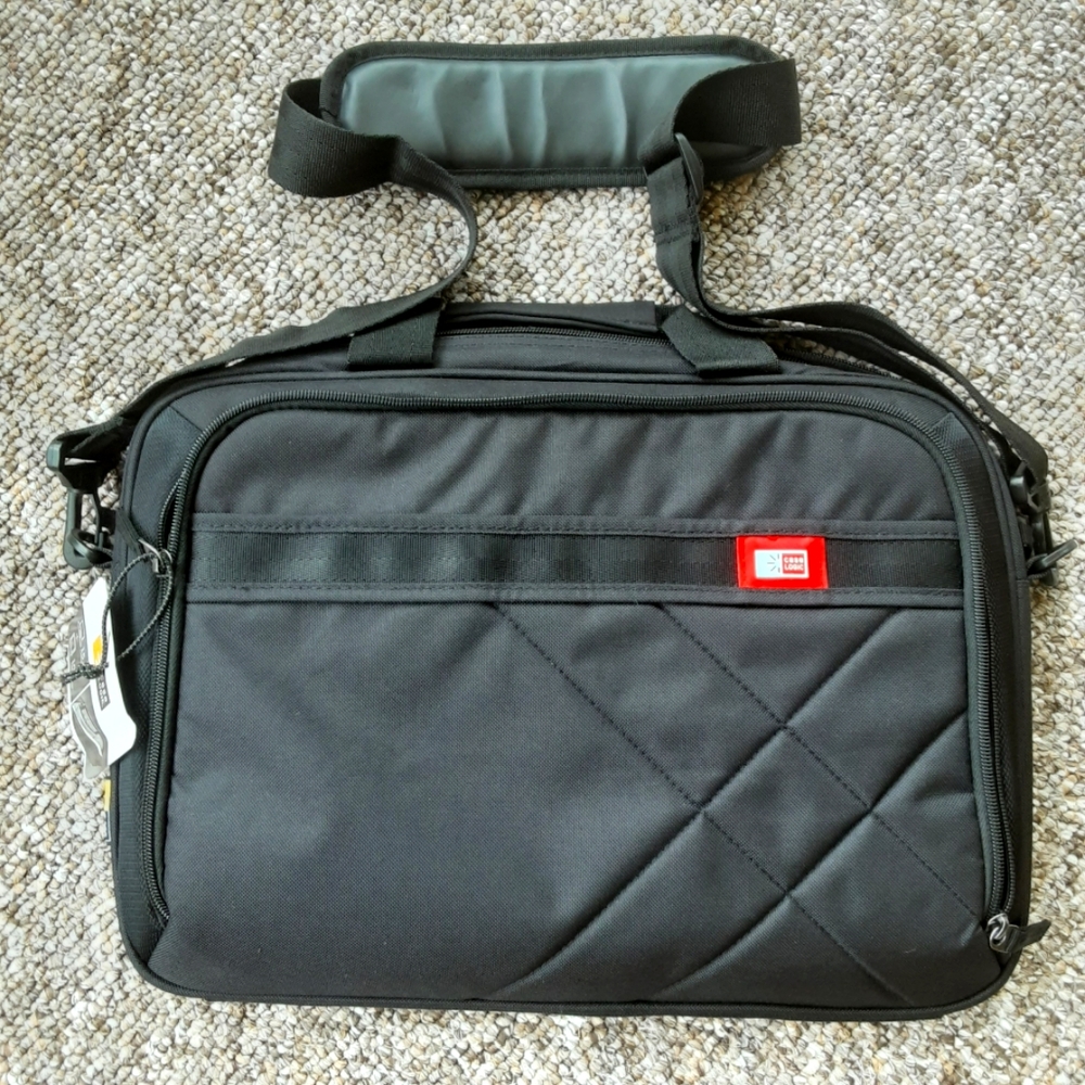 Black Laptop Briefcase Bag with Shoulder Strap - Travel & Work